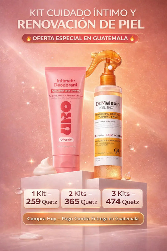 Kit higiene  Exfoliante Melaxin Blanqueador zonas negras y Desodorant Intimo y corporal URO
