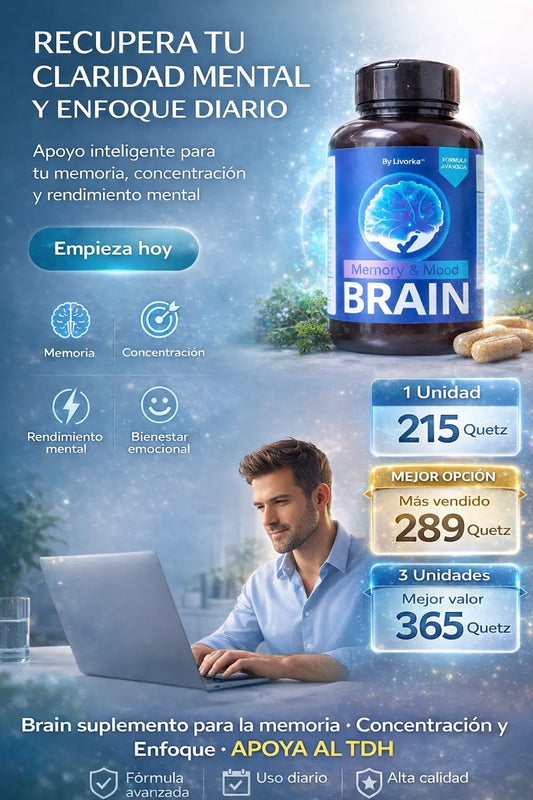 Brain suplemento para la memoria - Concentracion y Enfoque -  APOYA AL TDH