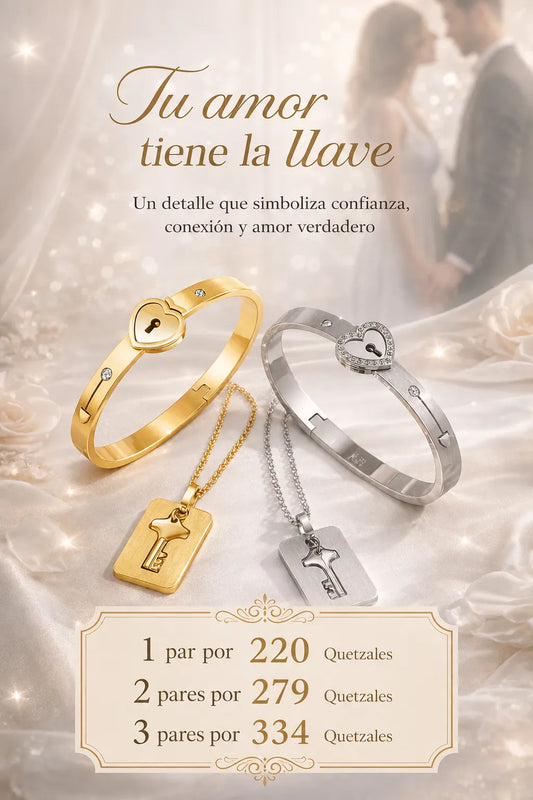COLLAR PULSERA CON LLAVE 2 en 1 - AMOR Y FIDELIDAD